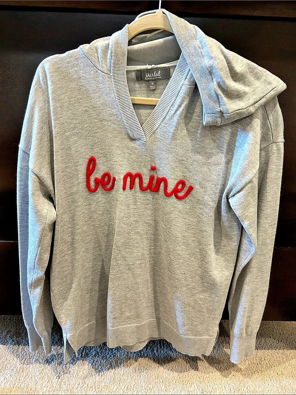 Marled Cowl Neck Be Mine Sweater in Gray Size Medium